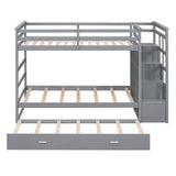 Twin-Over-Twin Solid Wood Bunk Bed With Trundle - Sleep Galleria
