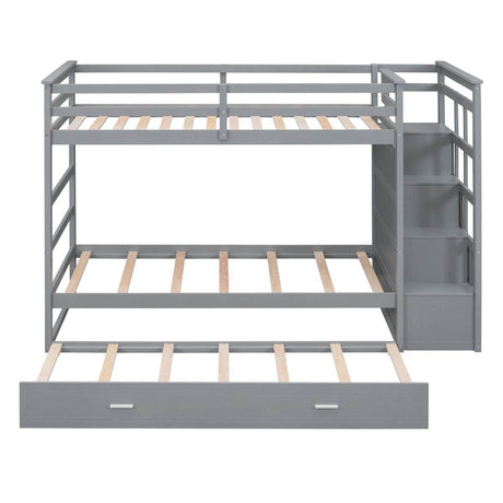 Twin-Over-Twin Solid Wood Bunk Bed With Trundle - Sleep Galleria
