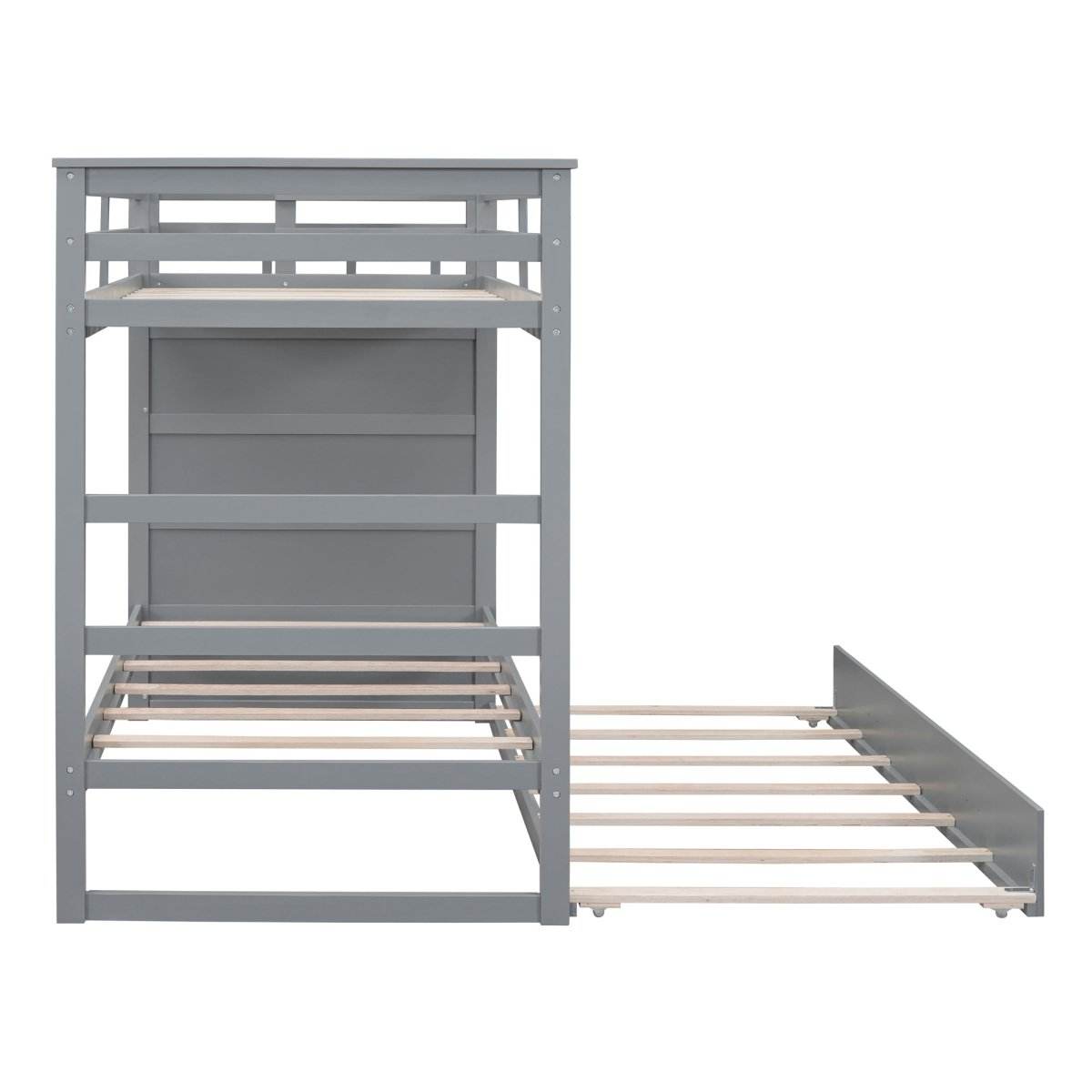 Twin-Over-Twin Solid Wood Bunk Bed With Trundle - Sleep Galleria