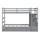 Twin-Over-Twin Solid Wood Bunk Bed With Trundle - Sleep Galleria