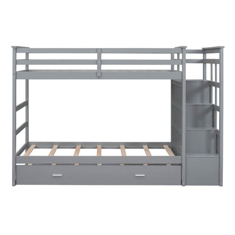 Twin-Over-Twin Solid Wood Bunk Bed With Trundle - Sleep Galleria