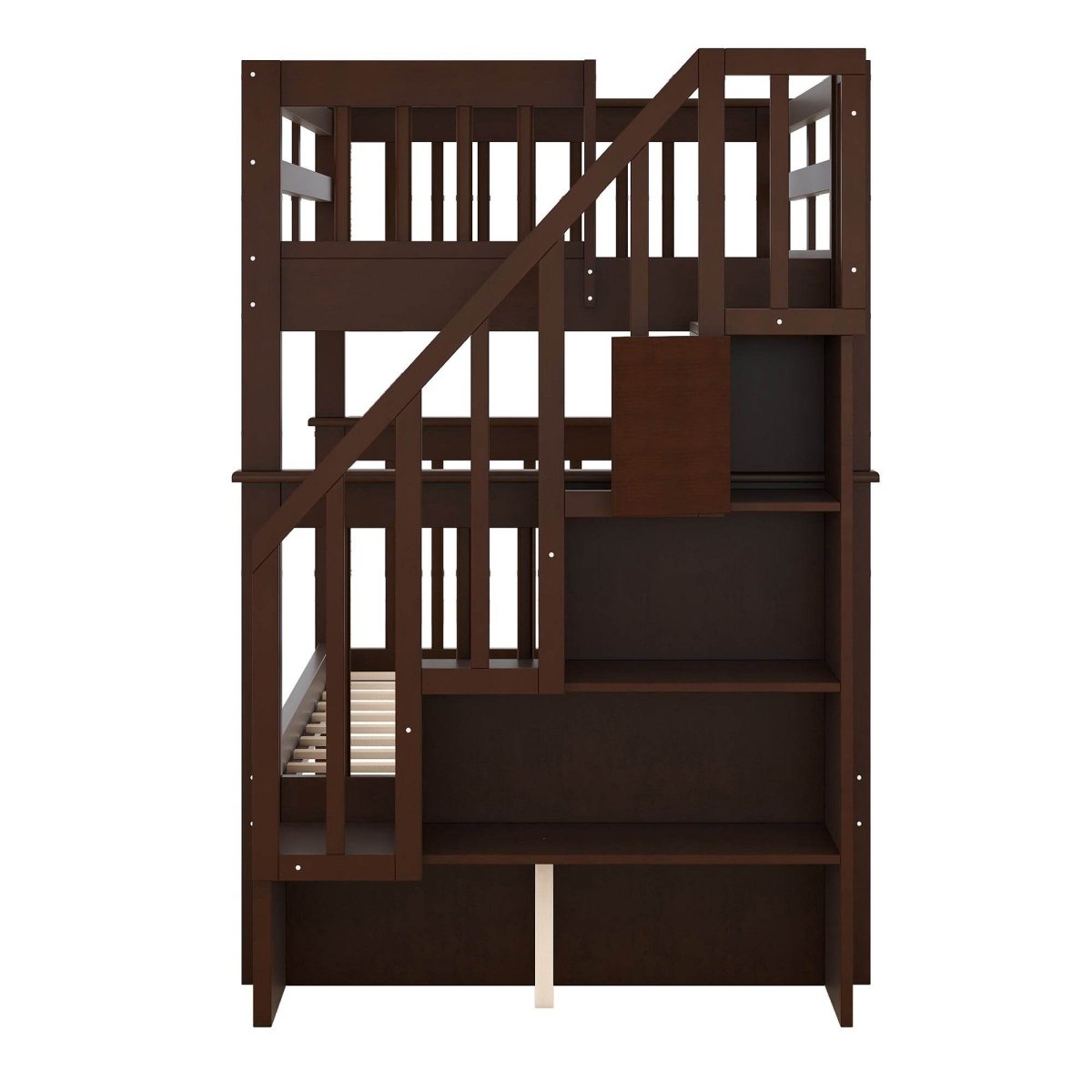 Twin - Over - Twin Solid Wood Stairway Bunk Bed With Trundle - Serenova - Omega Lifestyles