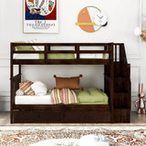 Twin - Over - Twin Solid Wood Stairway Bunk Bed With Trundle - Serenova - Omega Lifestyles