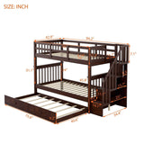 Twin - Over - Twin Solid Wood Stairway Bunk Bed With Trundle - Serenova - Omega Lifestyles