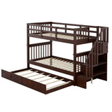 Twin - Over - Twin Solid Wood Stairway Bunk Bed With Trundle - Serenova - Omega Lifestyles