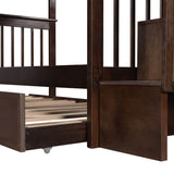 Twin - Over - Twin Solid Wood Stairway Bunk Bed With Trundle - Serenova - Omega Lifestyles