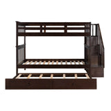 Twin - Over - Twin Solid Wood Stairway Bunk Bed With Trundle - Serenova - Omega Lifestyles