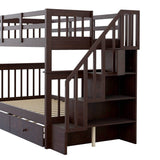 Twin - Over - Twin Solid Wood Stairway Bunk Bed With Trundle - Serenova - Omega Lifestyles
