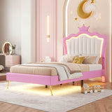 Twin Plush Upholstered Bed Frame With LED Lights - Serenova - Omega Lifestyles