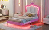 Twin Plush Upholstered Bed Frame With LED Lights - Serenova - Omega Lifestyles
