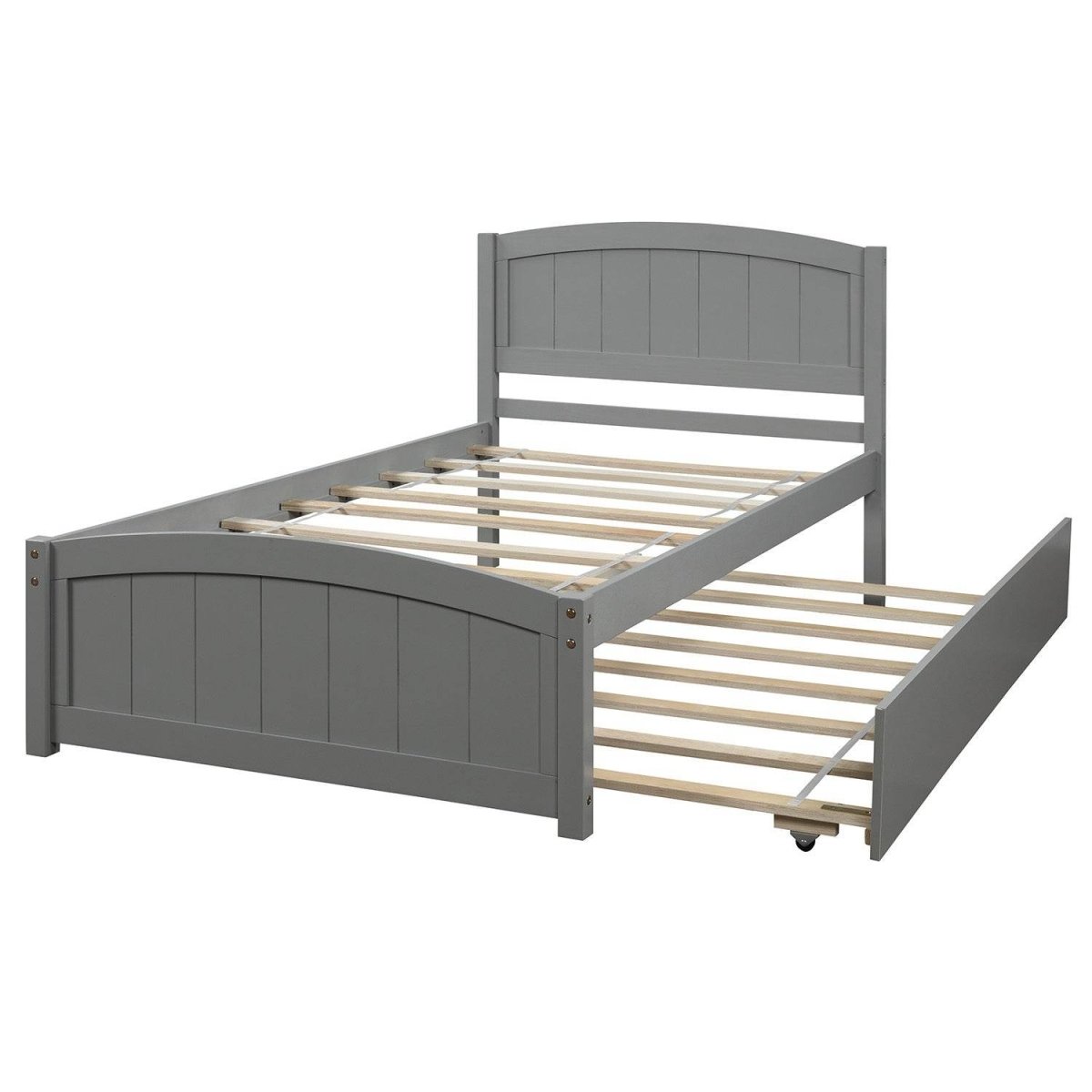 Twin Solid Pine Wood Platform Bed With Trundle - Serenova - Omega Lifestyles