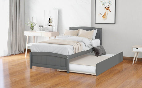 Twin Solid Pine Wood Platform Bed With Trundle - Serenova - Omega Lifestyles