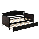 Twin Solid Wood Espresso Daybed With Trundle Bed Frame - Serenova - Omega Lifestyles