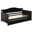 Twin Solid Wood Espresso Daybed With Trundle Bed Frame - Serenova - Omega Lifestyles