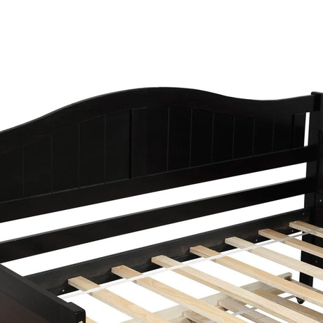 Twin Solid Wood Espresso Daybed With Trundle Bed Frame - Serenova - Omega Lifestyles