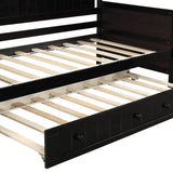 Twin Solid Wood Espresso Daybed With Trundle Bed Frame - Serenova - Omega Lifestyles