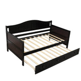 Twin Solid Wood Espresso Daybed With Trundle Bed Frame - Serenova - Omega Lifestyles