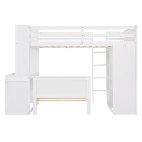 Twin Solid Wood Loft Bed With Desk Wardrobe - Sleep Galleria