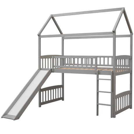 Twin Solid Wood Loft Bed With Slide - Sleep Galleria