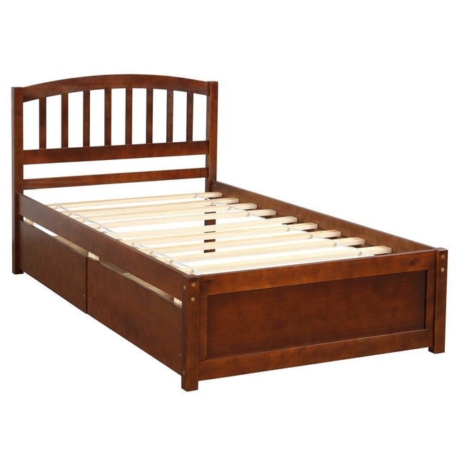 Twin Solid Wood Platform Bed Frame With Storage Drawers - Serenova - Omega Lifestyles