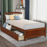 Twin Solid Wood Platform Bed Frame With Storage Drawers - Serenova - Omega Lifestyles