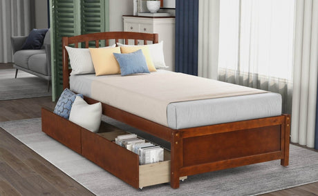 Twin Solid Wood Platform Bed Frame With Storage Drawers - Serenova - Omega Lifestyles