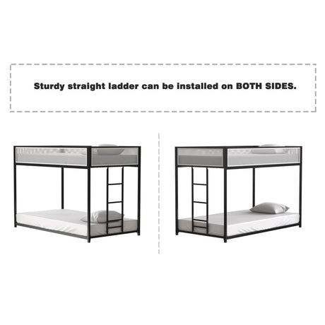 Twin Twin Metal Bunk Bed With Ladder And Guardrails - Serenova - Omega Lifestyles
