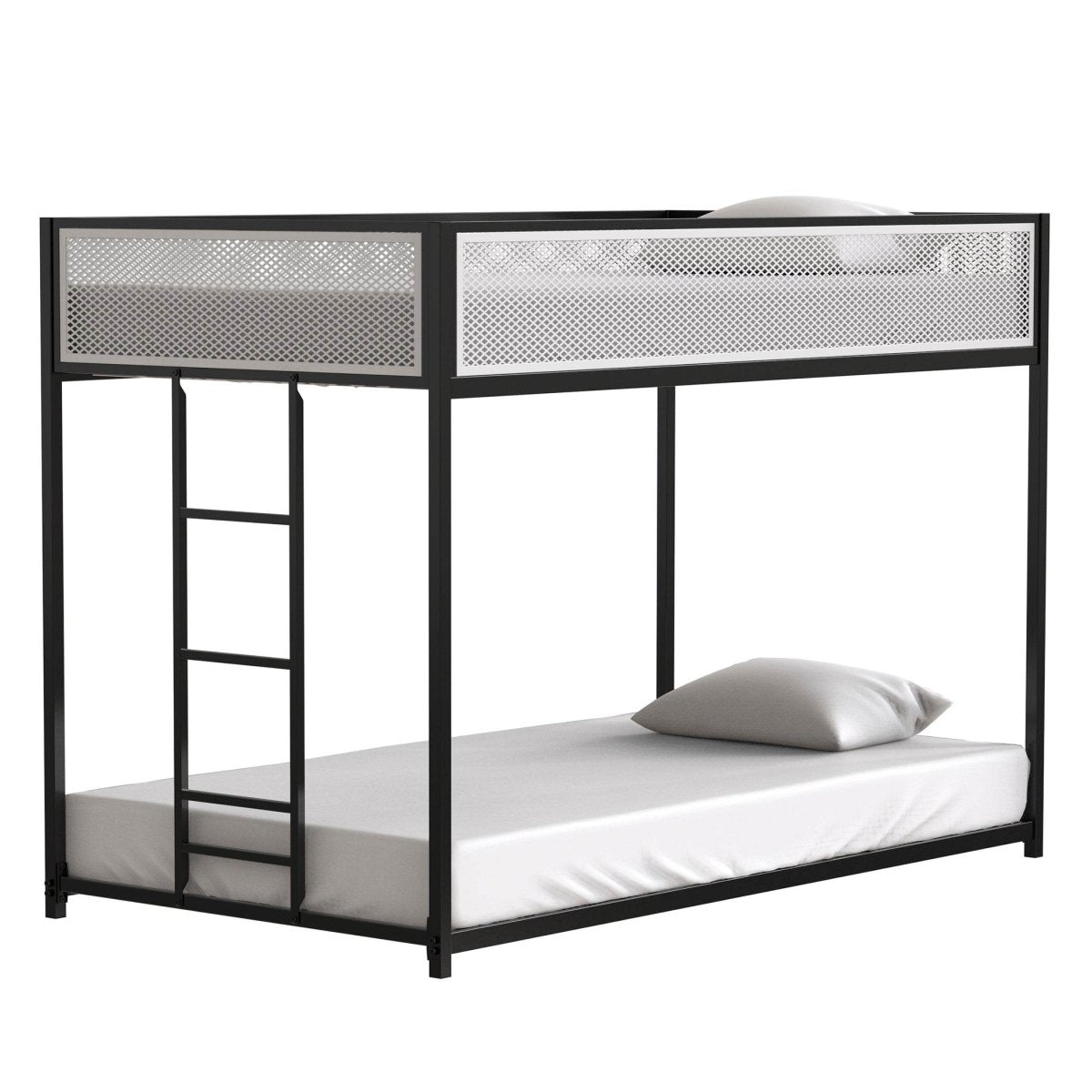 Twin Twin Metal Bunk Bed With Ladder And Guardrails - Serenova - Omega Lifestyles