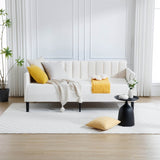 Twin Upholstered Velvet Daybed With Ribbed Tufted Backrest - Serenova - Omega Lifestyles