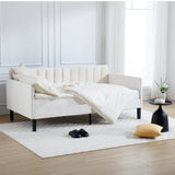 Twin Upholstered Velvet Daybed With Ribbed Tufted Backrest - Serenova - Omega Lifestyles