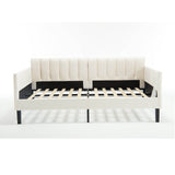 Twin Upholstered Velvet Daybed With Ribbed Tufted Backrest - Serenova - Omega Lifestyles