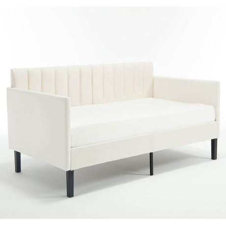 Twin Upholstered Velvet Daybed With Ribbed Tufted Backrest - Serenova - Omega Lifestyles
