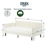 Twin Upholstered Velvet Daybed With Ribbed Tufted Backrest - Serenova - Omega Lifestyles