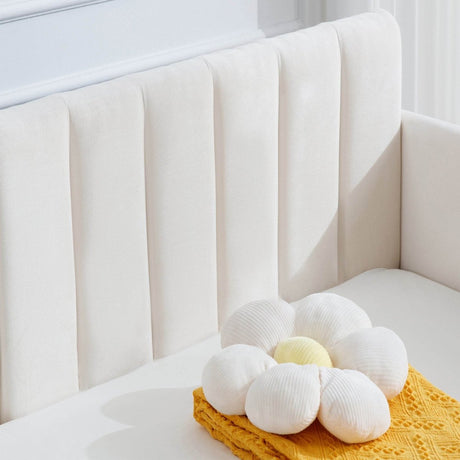 Twin Upholstered Velvet Daybed With Ribbed Tufted Backrest - Serenova - Omega Lifestyles