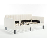 Twin Upholstered Velvet Daybed With Ribbed Tufted Backrest - Serenova - Omega Lifestyles