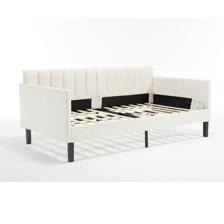 Twin Upholstered Velvet Daybed With Ribbed Tufted Backrest - Serenova - Omega Lifestyles