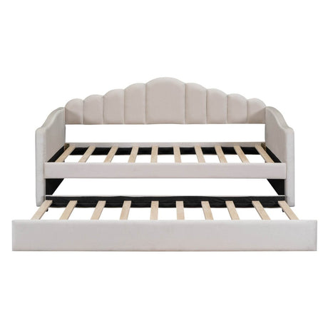 Twin Velvet Upholstered Daybed With Trundle And USB Ports - Sleep Galleria