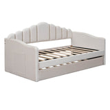 Twin Velvet Upholstered Daybed With Trundle And USB Ports - Sleep Galleria