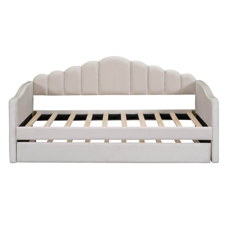 Twin Velvet Upholstered Daybed With Trundle And USB Ports - Sleep Galleria