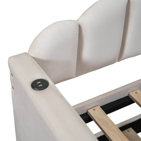 Twin Velvet Upholstered Daybed With Trundle And USB Ports - Sleep Galleria