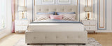Upholstered Platform Bed With Drawers And Twin XL Trundle - Omega Lifestyles