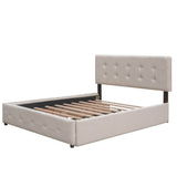 Upholstered Platform Bed With Drawers And Twin XL Trundle - Omega Lifestyles