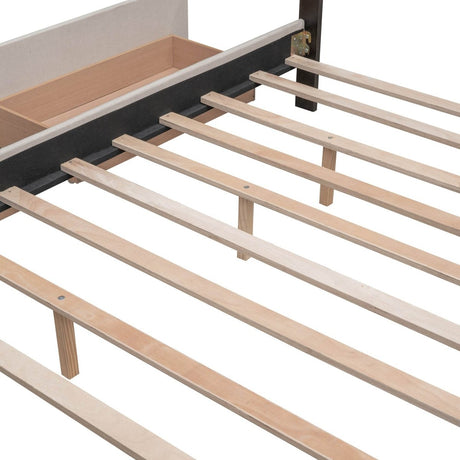 Upholstered Platform Bed With Drawers And Twin XL Trundle - Omega Lifestyles