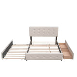 Upholstered Platform Bed With Drawers And Twin XL Trundle - Omega Lifestyles