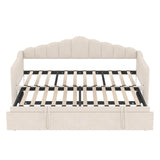 Upholstered Twin Velvet Daybed With Adjustable Trundle And USB Charging - Omega Lifestyles