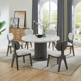 Valencia 7-Piece Round Faux Marble Dining Set - Omega Lifestyles