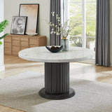 Valencia 7-Piece Round Faux Marble Dining Set - Omega Lifestyles