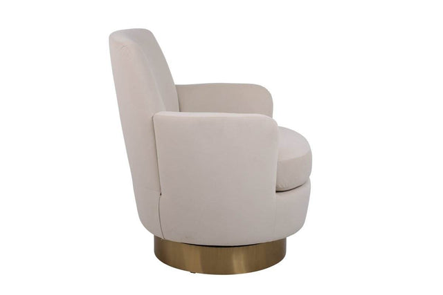 Velvet Swivel Barrel Accent Chair With Iron Base - Omega Lifestyles