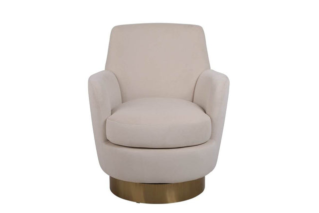 Velvet Swivel Barrel Accent Chair With Iron Base - Omega Lifestyles