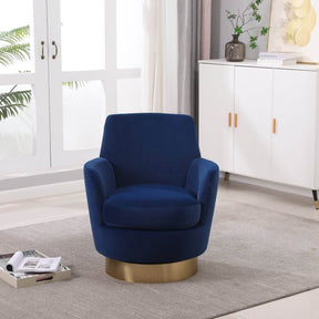 Velvet Swivel Barrel Accent Chair With Iron Base - Omega Lifestyles